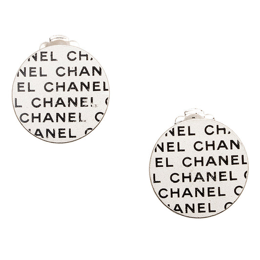 Chanel Vintage Logo Round Clip On Earrings (SHF-21529)