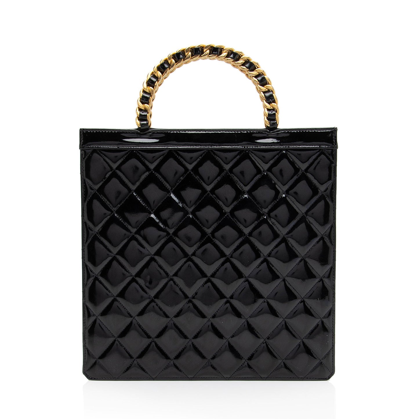 Chanel Vintage Patent Leather Chain Handle Tote (SHF-GLm7W1)