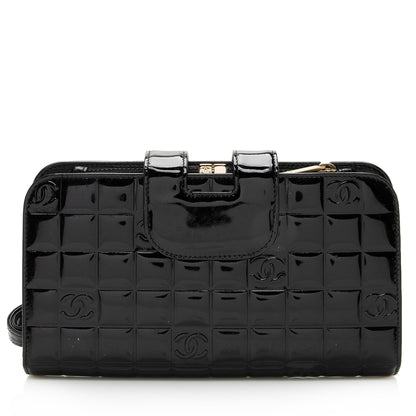 Chanel Vintage Patent Leather Chocolate Bar Wallet (SHF-22754)