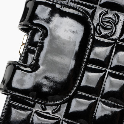 Chanel Vintage Patent Leather Chocolate Bar Wallet (SHF-22754)
