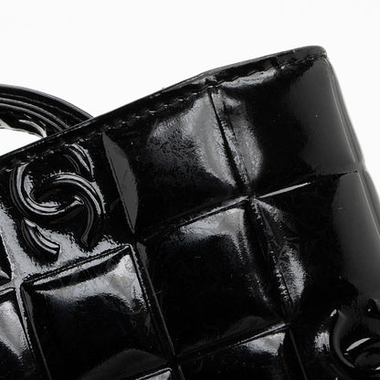 Chanel Vintage Patent Leather Chocolate Bar Wallet (SHF-22754)