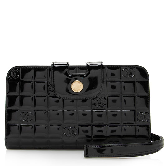 Chanel Vintage Patent Leather Chocolate Bar Wallet (SHF-22754)