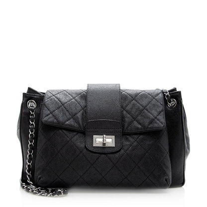 Chanel Washed Caviar Leather Mademoiselle Accordion Flap Bag (SHF-18925)