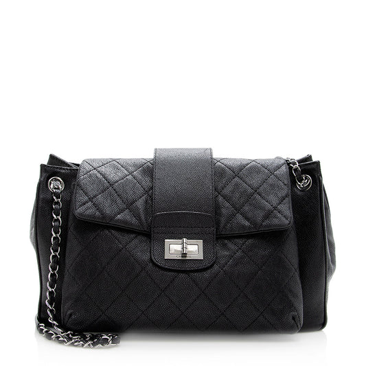 Chanel Washed Caviar Leather Mademoiselle Accordion Flap Bag (SHF-18925)