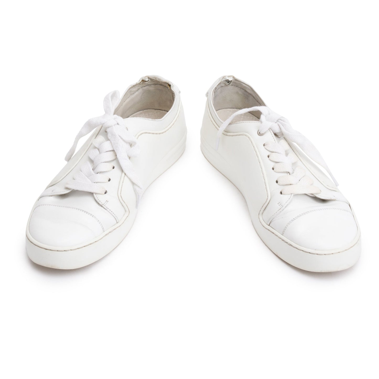 Chanel White Calfskin Gum CC Logo Sneakers, Size 40