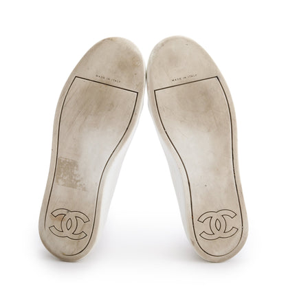Chanel White Calfskin Gum CC Logo Sneakers, Size 40