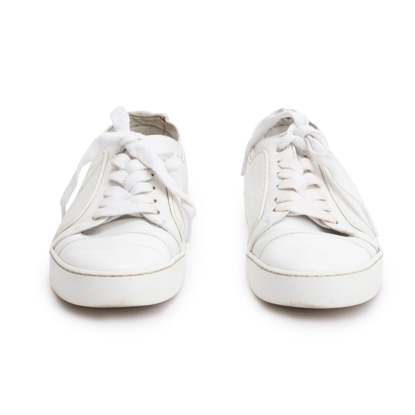 Chanel White Calfskin Gum CC Logo Sneakers, Size 40