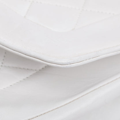 Chanel White Calfskin Leather Medium Diana Flap Bag w/ Authenticity Card