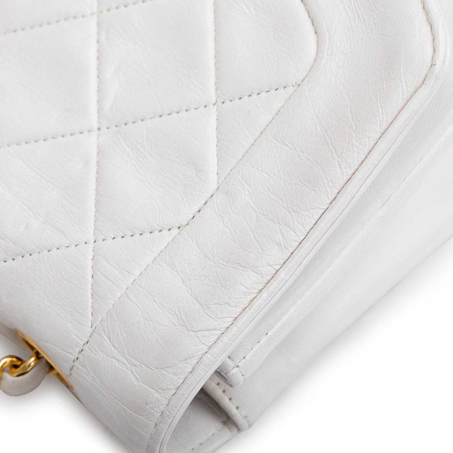 Chanel White Calfskin Leather Medium Diana Flap Bag w/ Authenticity Card