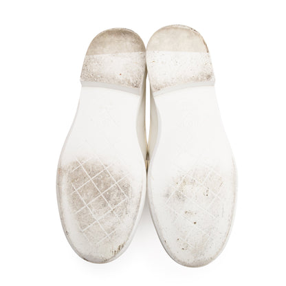 Chanel White Calfskin Leather Quilted CC Logo Loafer, Size 36 w/ Box