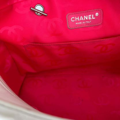 Chanel quilted calfskin leather reporter cambon white bag
