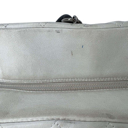 Chanel quilted calfskin leather reporter cambon white bag