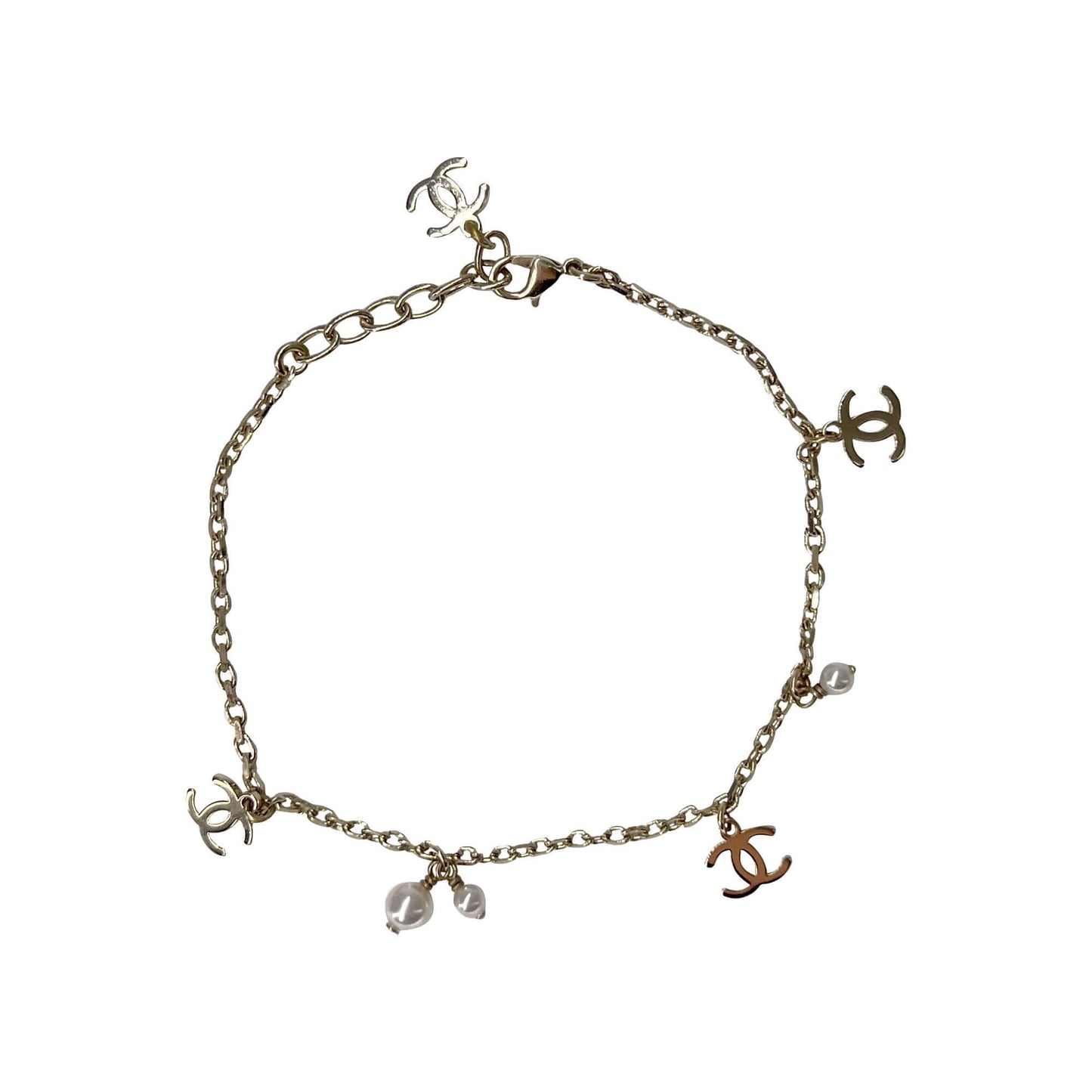 Chanel CC logo anklet silver