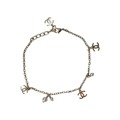 Chanel CC logo anklet silver
