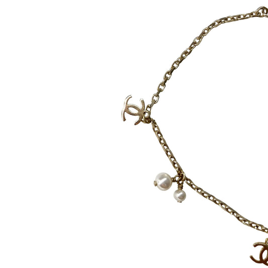 Chanel CC logo anklet silver