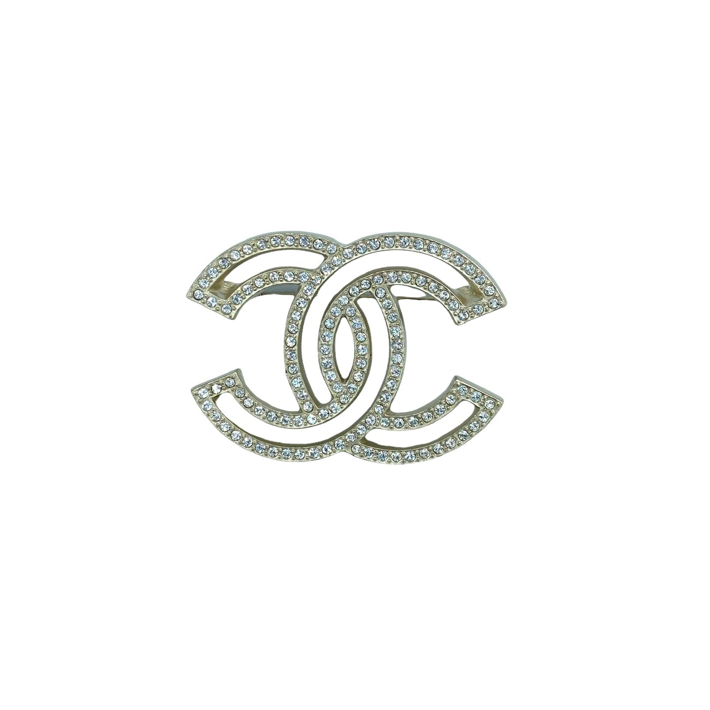 Chanel CC golden brooch rhinestones
