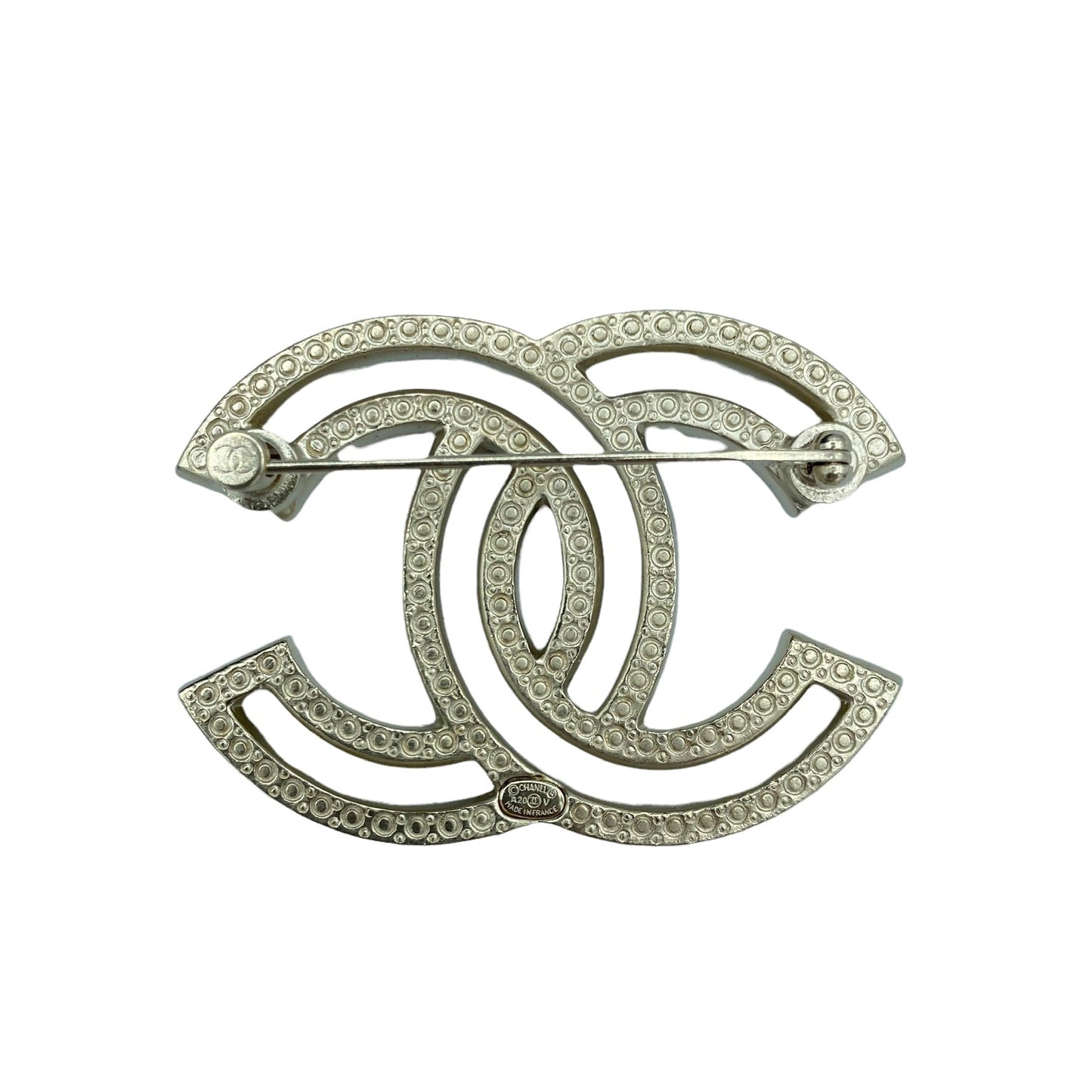 Chanel CC golden brooch rhinestones
