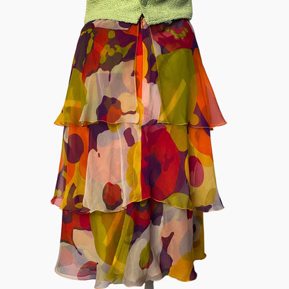 Chanel multicolor printed silk skirt - S - Spring 2000