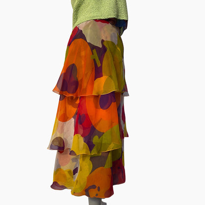 Chanel multicolor printed silk skirt - S - Spring 2000