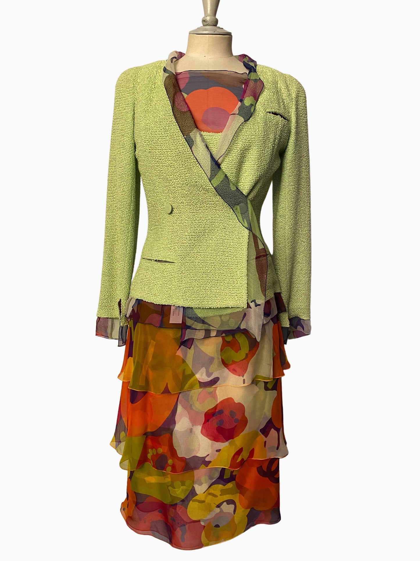 Chanel multicolor printed silk skirt - S - Spring 2000
