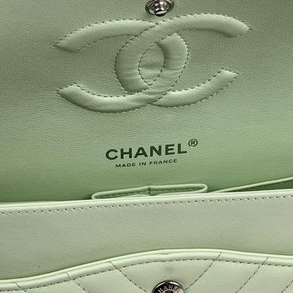 CHANEL Classic Medium Chevron Double Flap Bag - Light Green