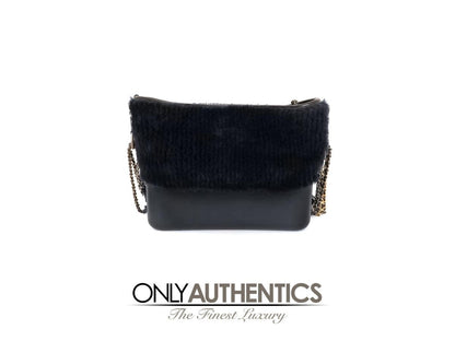 Chanel Navy Shearling Fur and Leather Gabrielle Bag