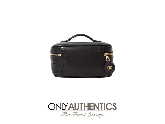 Chanel Vintage Black Leather Vanity Case