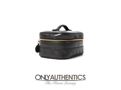 Chanel Vintage Black Leather Vanity Case