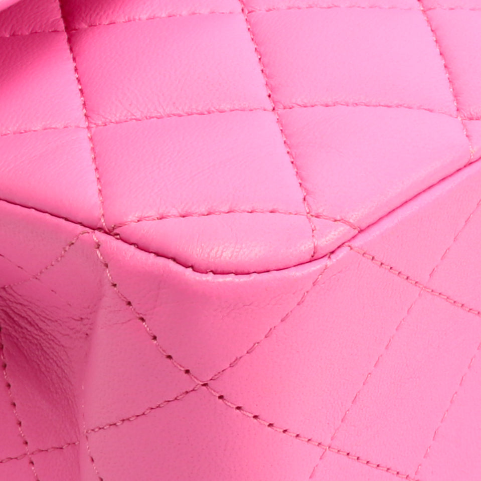 CHANEL 2021 Medium Classic Double Flap Lambskin- Bubblegum Pink