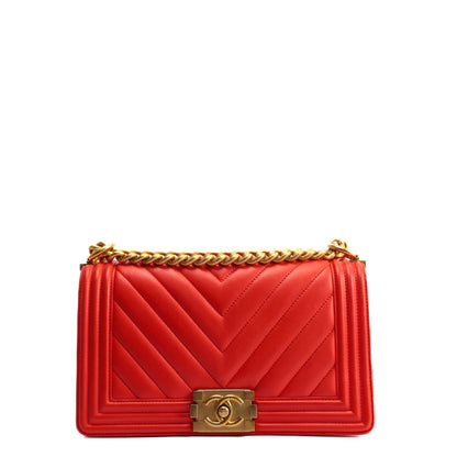 CHANEL Chevron Boy Bag Medium- Orange