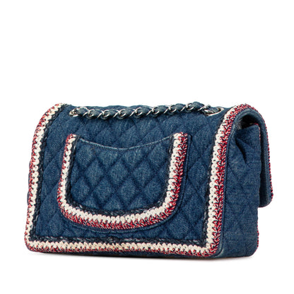 Blue Chanel Medium Denim Braided Flap Shoulder Bag