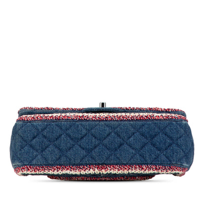 Blue Chanel Medium Denim Braided Flap Shoulder Bag
