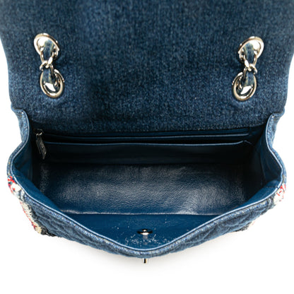 Blue Chanel Medium Denim Braided Flap Shoulder Bag