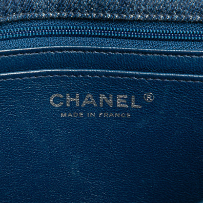 Blue Chanel Medium Denim Braided Flap Shoulder Bag