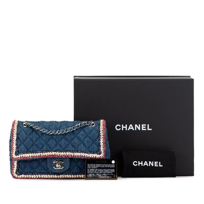 Blue Chanel Medium Denim Braided Flap Shoulder Bag