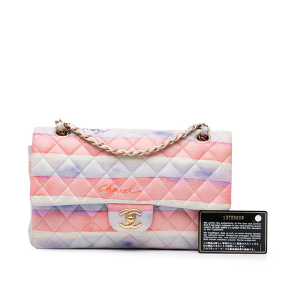 Chanel Sac Medium Classic Printed Lambskin Watercolor Double Flap