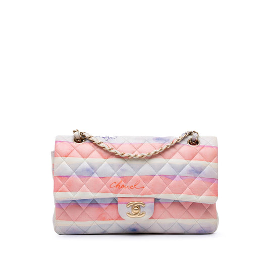 Chanel Sac Medium Classic Printed Lambskin Watercolor Double Flap