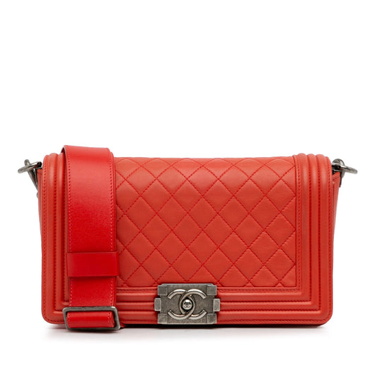 Chanel Sac Medium Lambskin Boy Galuchat Strap Flap Bag