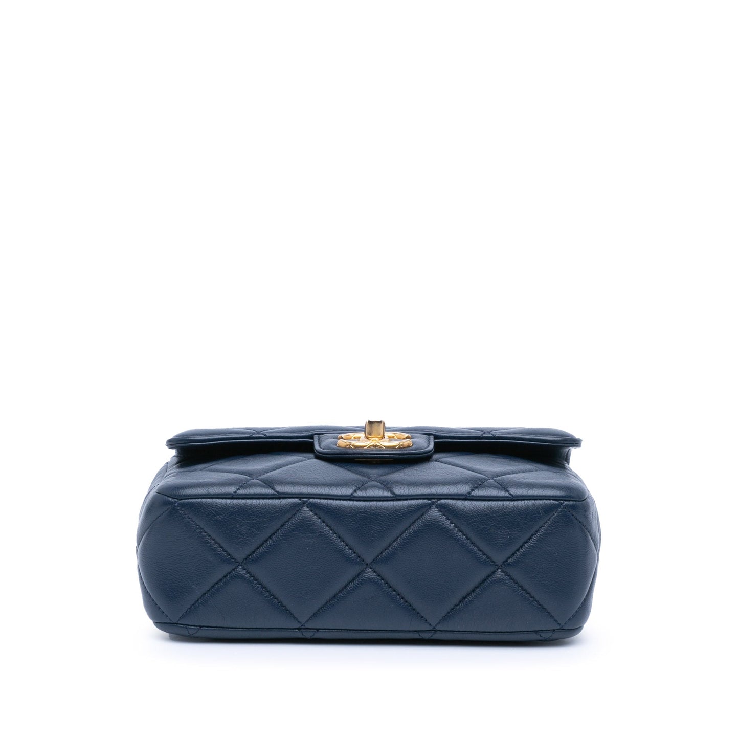 Blue Chanel Mini Square CC Quilted Lambskin Flap Crossbody Bag