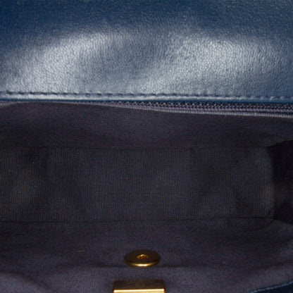 Blue Chanel Mini Square CC Quilted Lambskin Flap Crossbody Bag