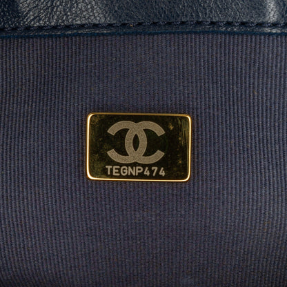 Blue Chanel Mini Square CC Quilted Lambskin Flap Crossbody Bag
