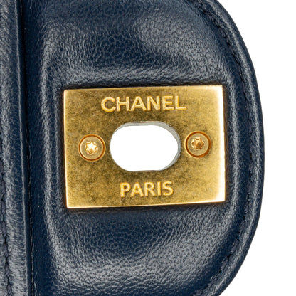 Blue Chanel Mini Square CC Quilted Lambskin Flap Crossbody Bag