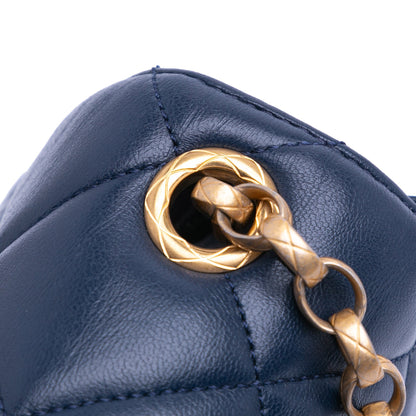 Blue Chanel Mini Square CC Quilted Lambskin Flap Crossbody Bag