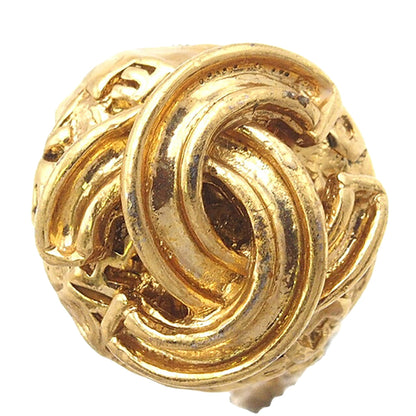 Gold Chanel Gold Plated CC Round Clip on Earrings