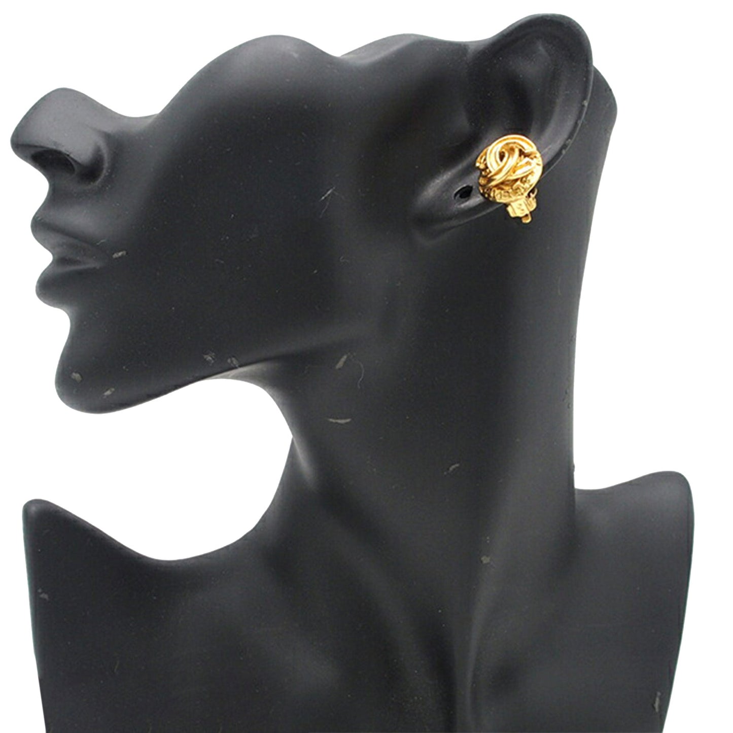 Gold Chanel Gold Plated CC Round Clip on Earrings