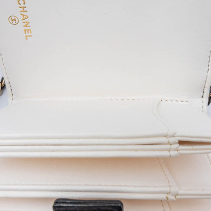Black Chanel Quilted Lambskin Book Card Holder On Chain Crossbody Bag