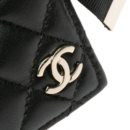Black Chanel Quilted Lambskin Book Card Holder On Chain Crossbody Bag