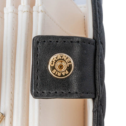 Black Chanel Quilted Lambskin Book Card Holder On Chain Crossbody Bag