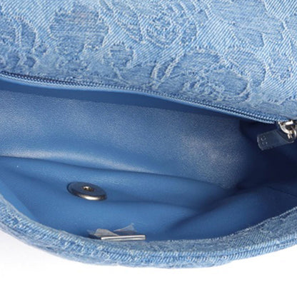 Blue Chanel Mini Quilted Denim Camellia Sweetheart Flap Crossbody Bag