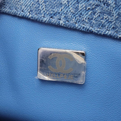 Blue Chanel Mini Quilted Denim Camellia Sweetheart Flap Crossbody Bag
